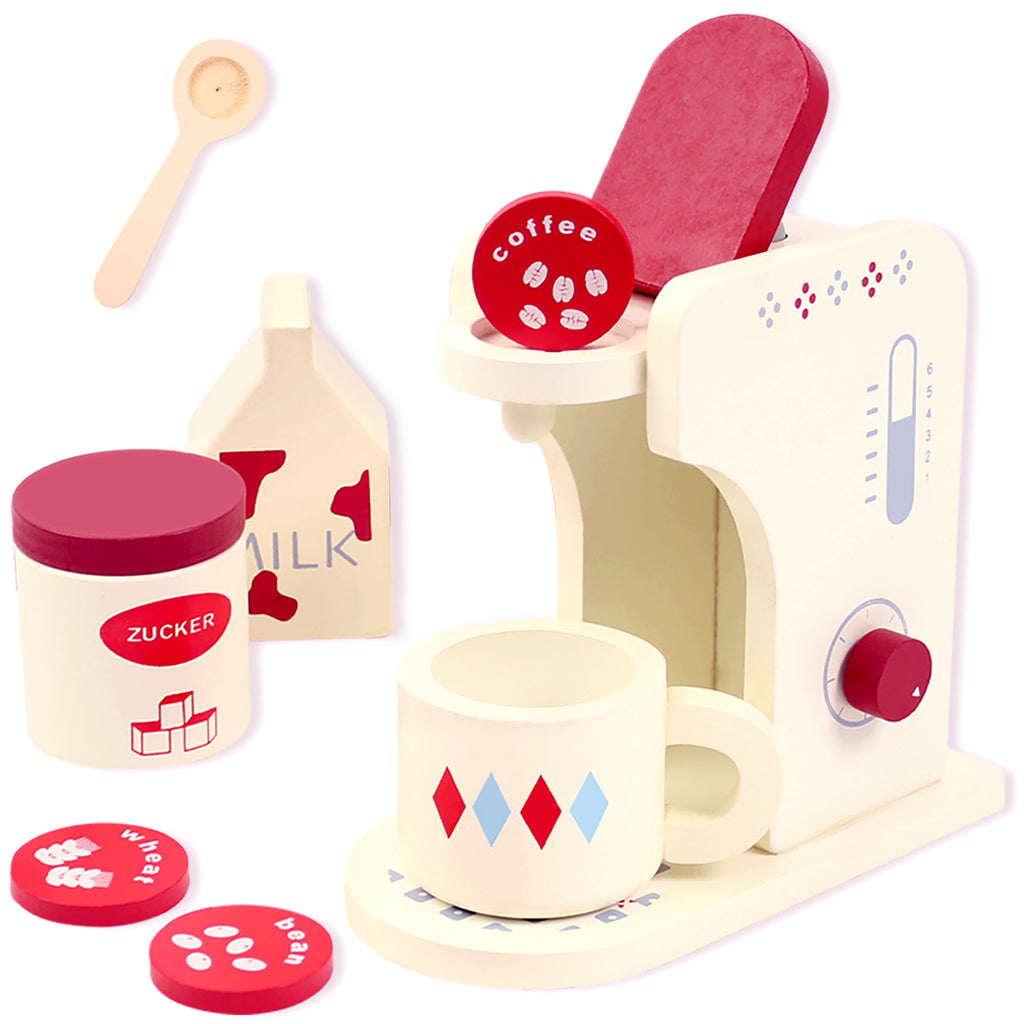 Wooden Toy Red Coffee Maker - osettoys