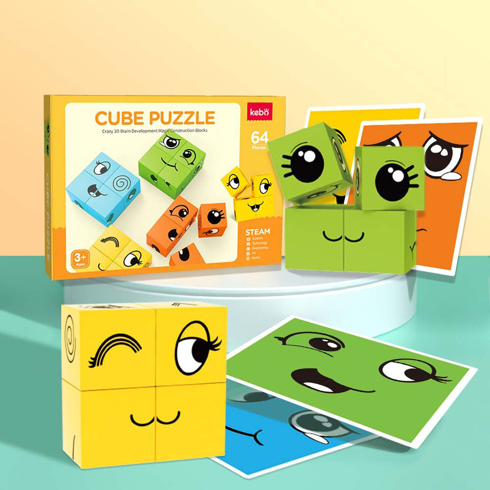 Face Changing Magic Cube Building Blocks Game - osettoys